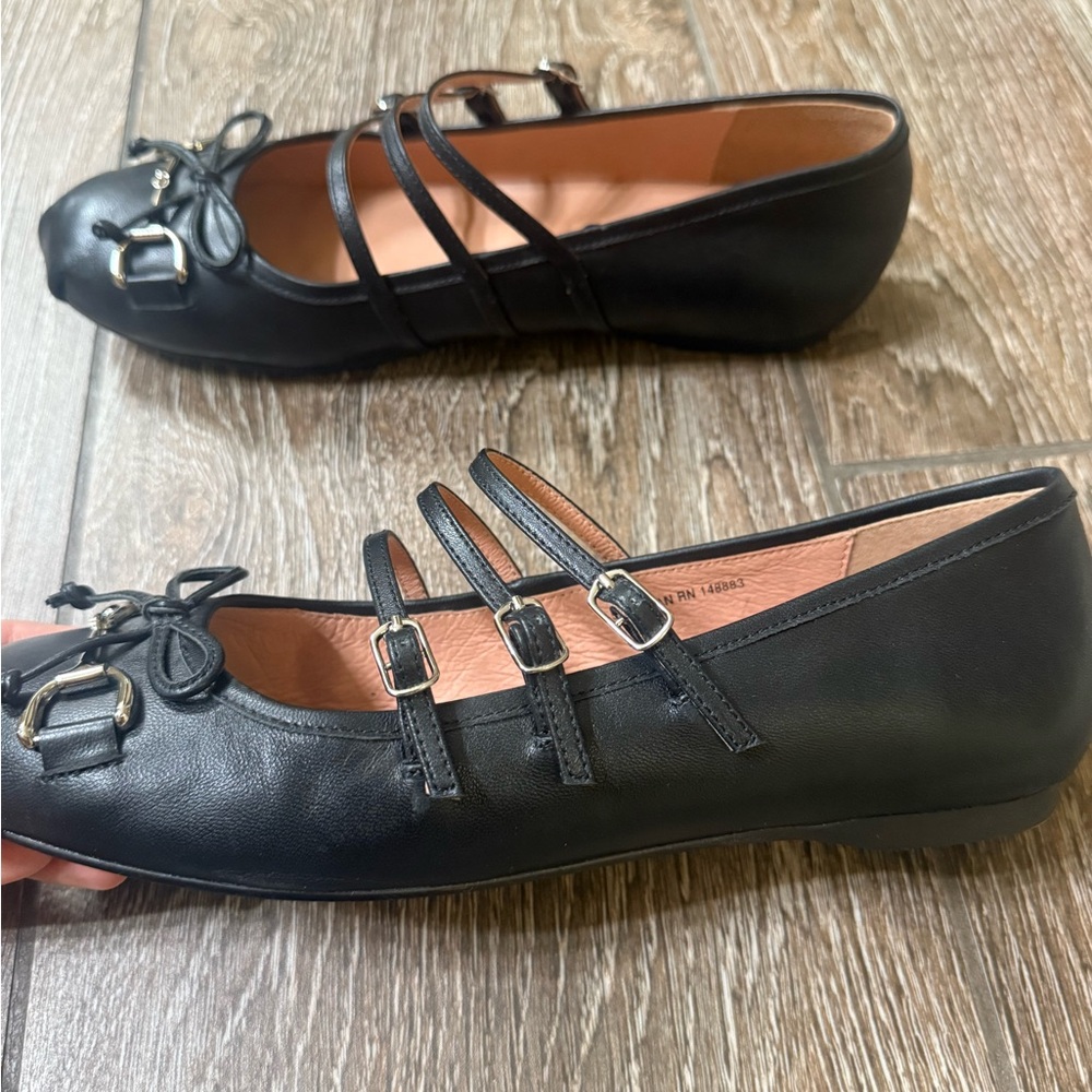 Anthropologie Bibi Lou Horsebit Moto Ballet Flats - black leather- size 9 - Picture 8 of 11
